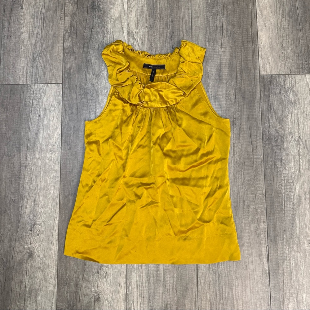 BCBGMaxAzria Mustard Ruffled Blouse